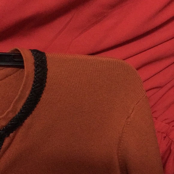 Pumpkin orange sweater with faux leather detail - Picture 5 of 5
